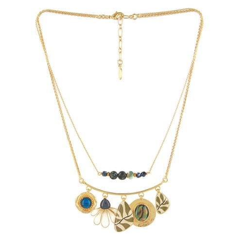 Колье TARATATA, Zen, раковина морского ушка, яшма Камбаба, TT-W25-07111-20M золотистый